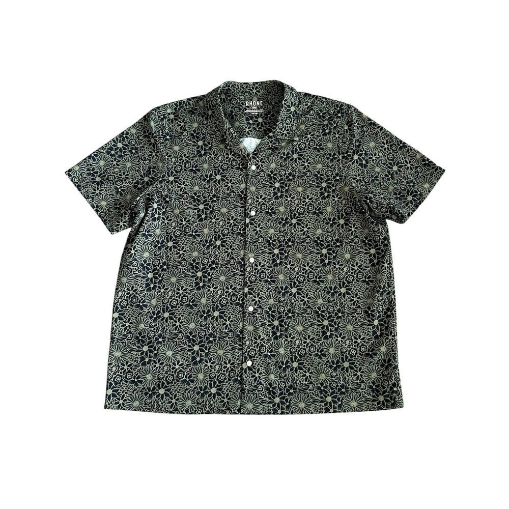 Rhone State of Mind Camp Collar Shirt Short Sleeve Navy Green Floral‎ 2XL Golf